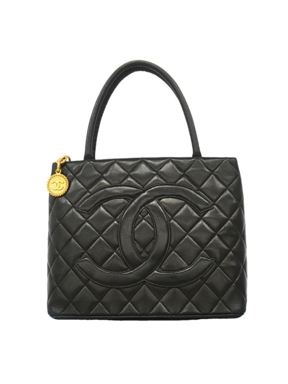 Chanel Tote Bag Reissue Lambskin Black Gold